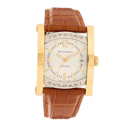 Bulgari Stainless Steel 18K Yellow Gold Alligator 34mm Assioma Automatic Watch 1 of 4
