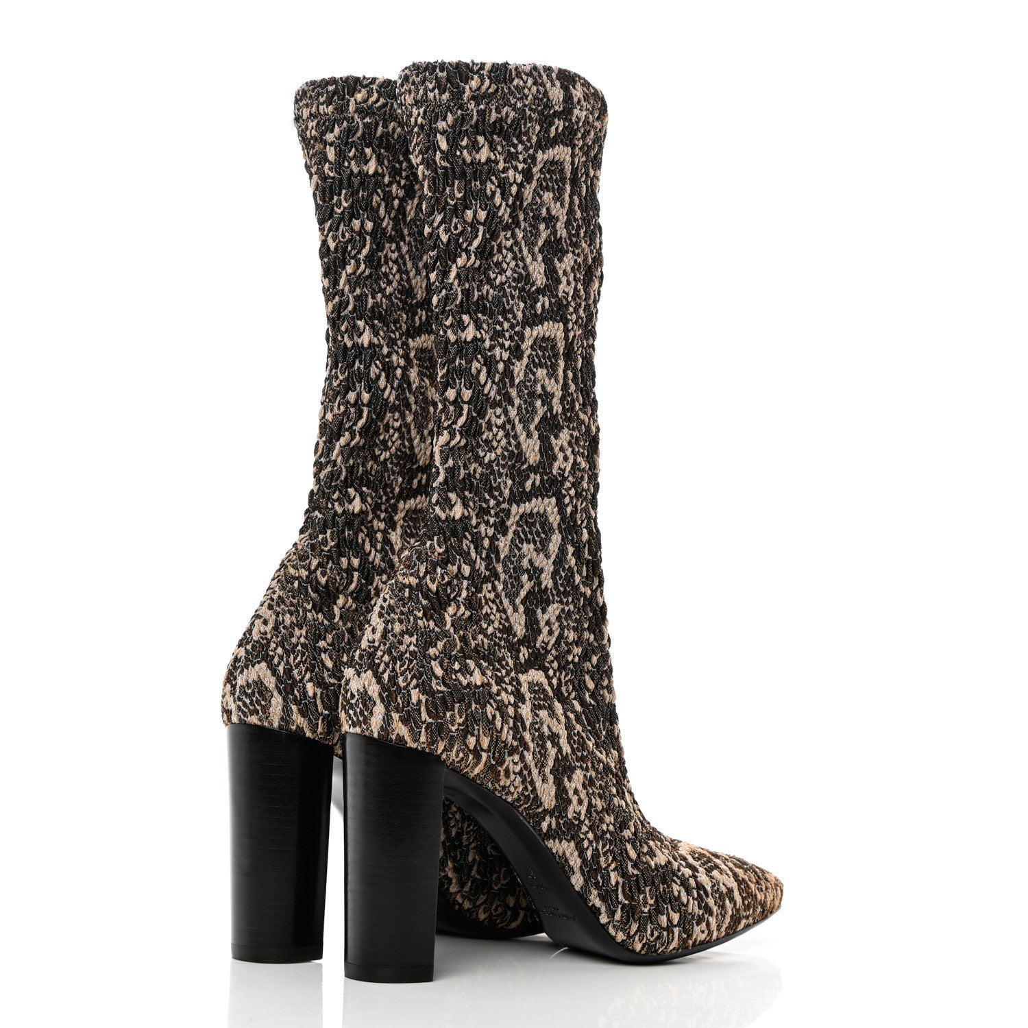 Saint Laurent Stretch Fabric Calf Heel Boots 37 Beige Vintage 6 of 11