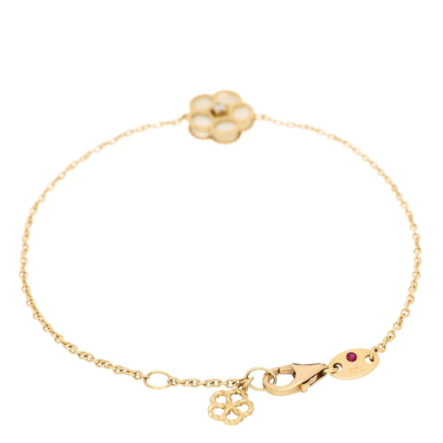 Roberto Coin 18K Yellow Gold Diamond Mother of Pearl Daisy Chain Bracelet 2 of 4