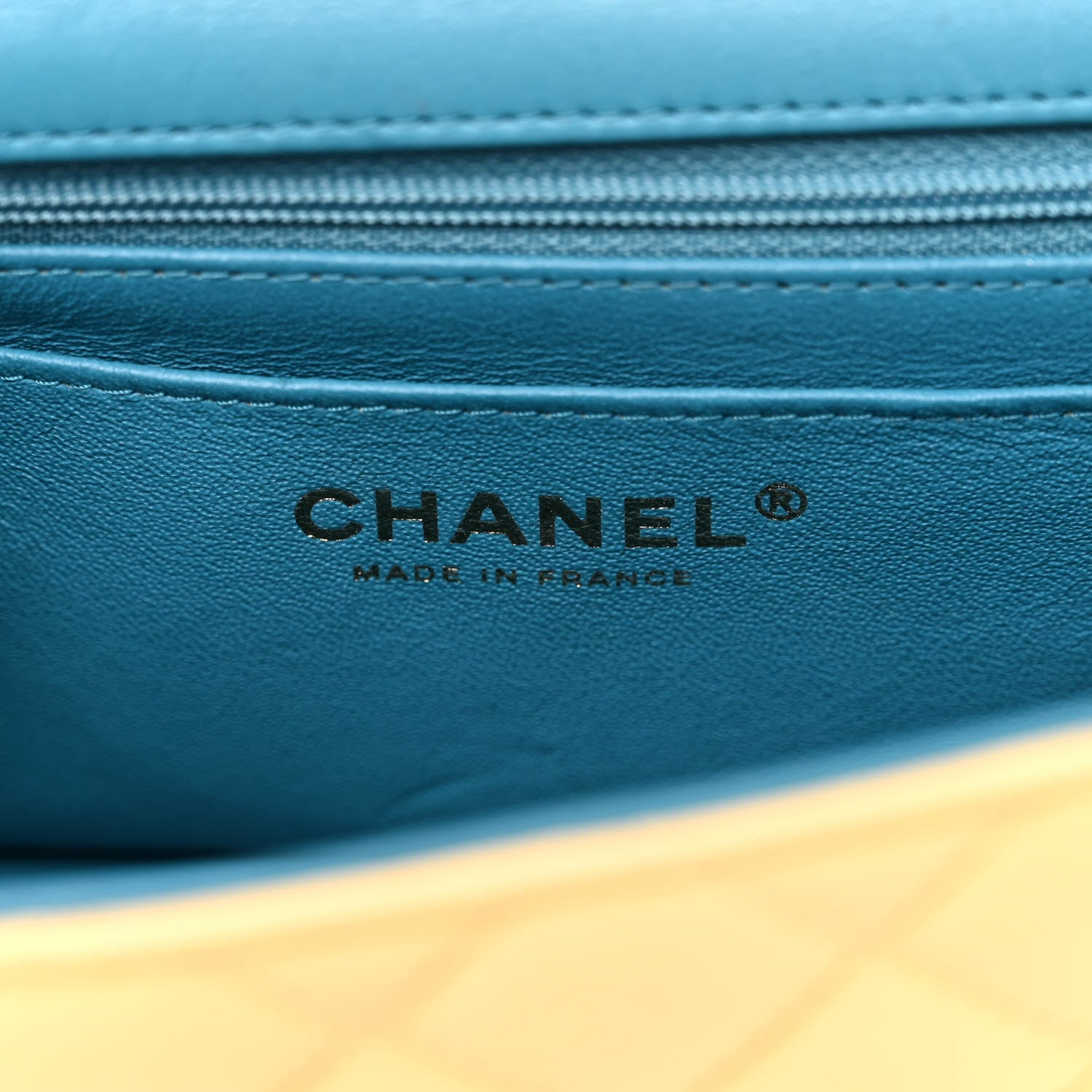 Chanel Lambskin Quilted Mini Rectangular Flap Yellow Blue 6 of 11