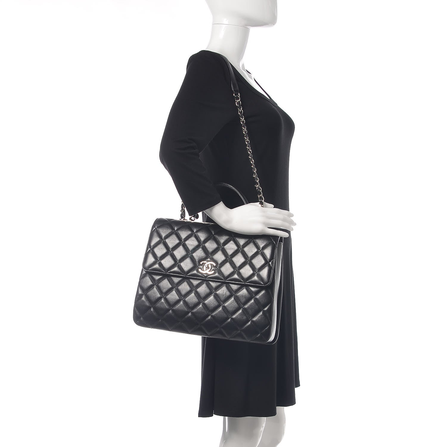Chanel Lambskin Quilted Large Trendy CC Dual Handle Flap Bag Black 2 of 12