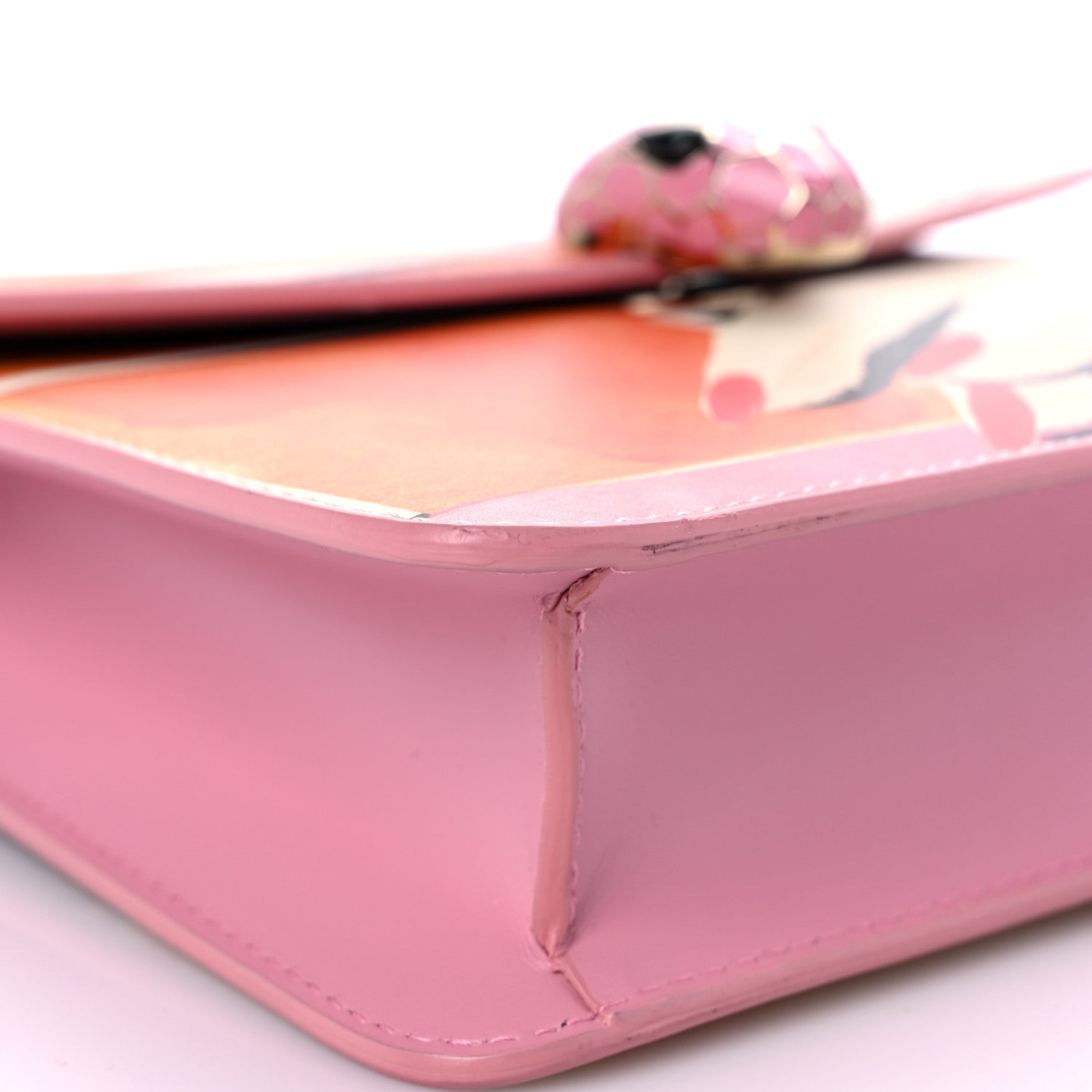 Bulgari Calfskin Printed Serpenti Forever Cinemania Crossbody Bag Flash Pink Multicolor 9 of 13