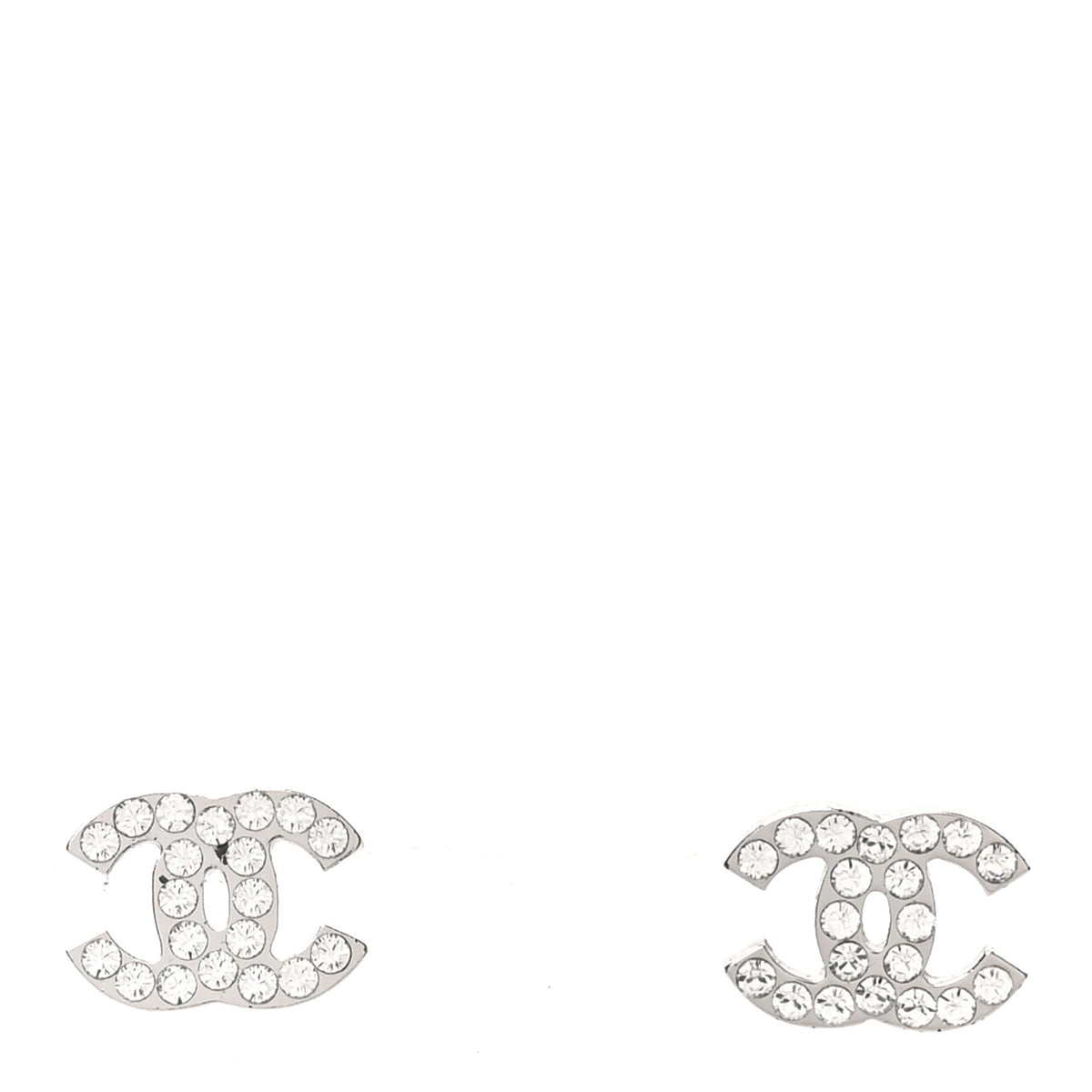 Chanel Crystal CC Earrings Silver 5 of 12