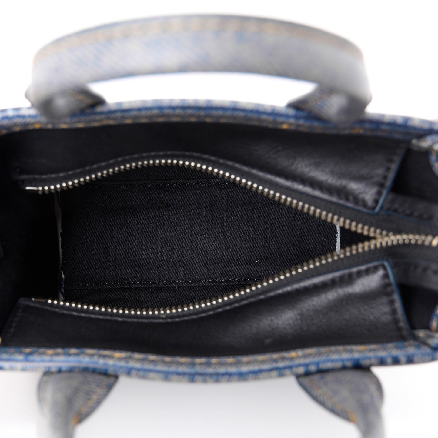 Denim Printed Calfskin Mini Tote Bag Blue