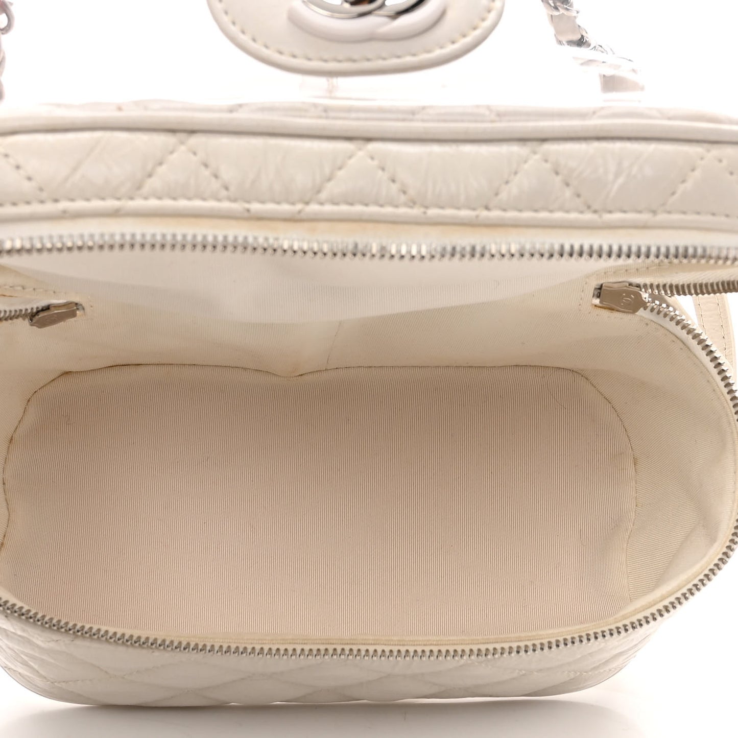 Crumpled Calfskin PVC Quilted Backpack White