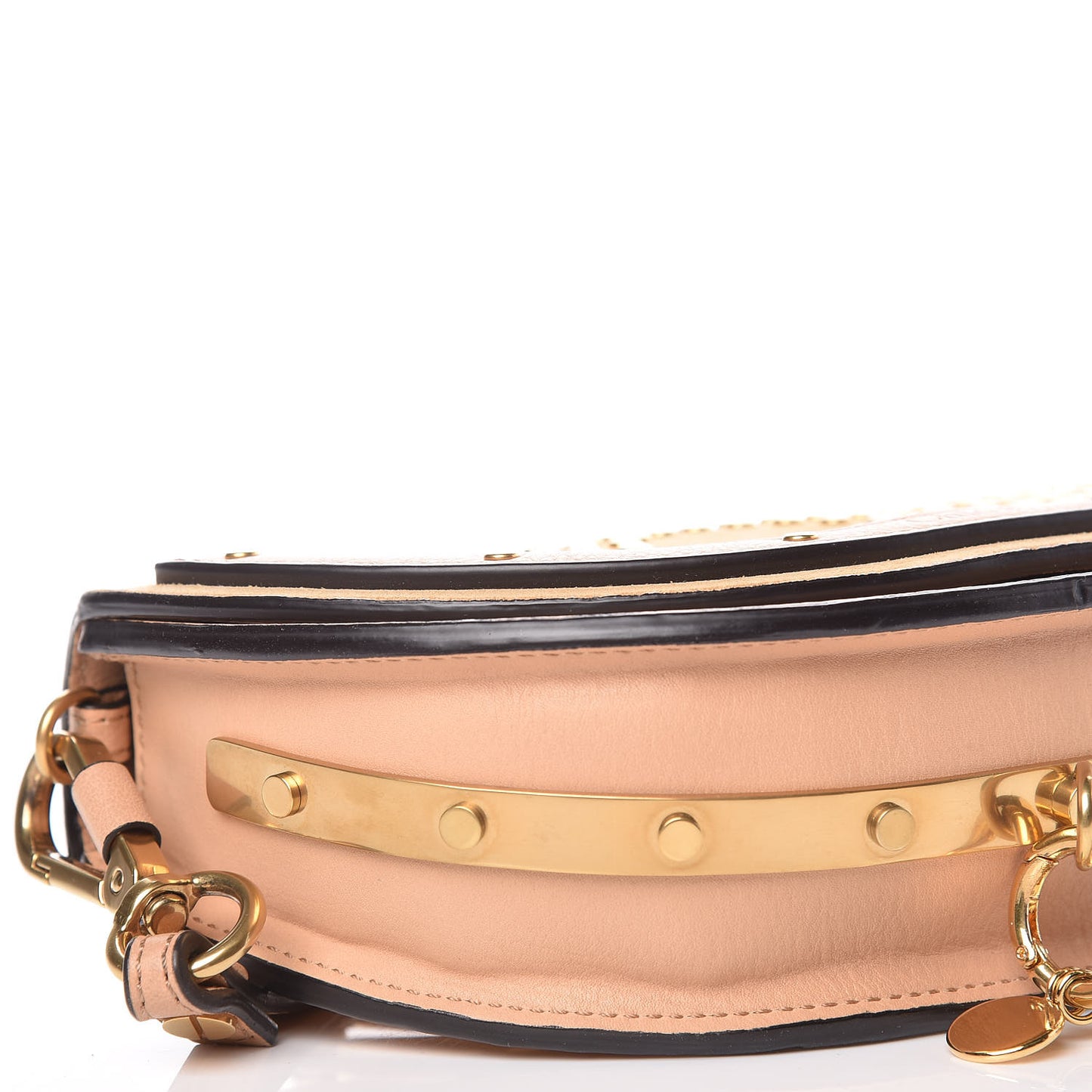 Suede Calfskin Constellation Studded Small Nile Bracelet Minaudiere Bag Blush Nude