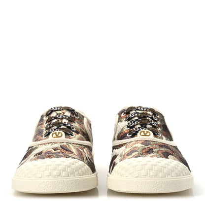 Valentino Garavani Metallic Jacquard Apres L'hiver Womens Bay By Bay Sneakers 38.5 Ivory 3 of 11