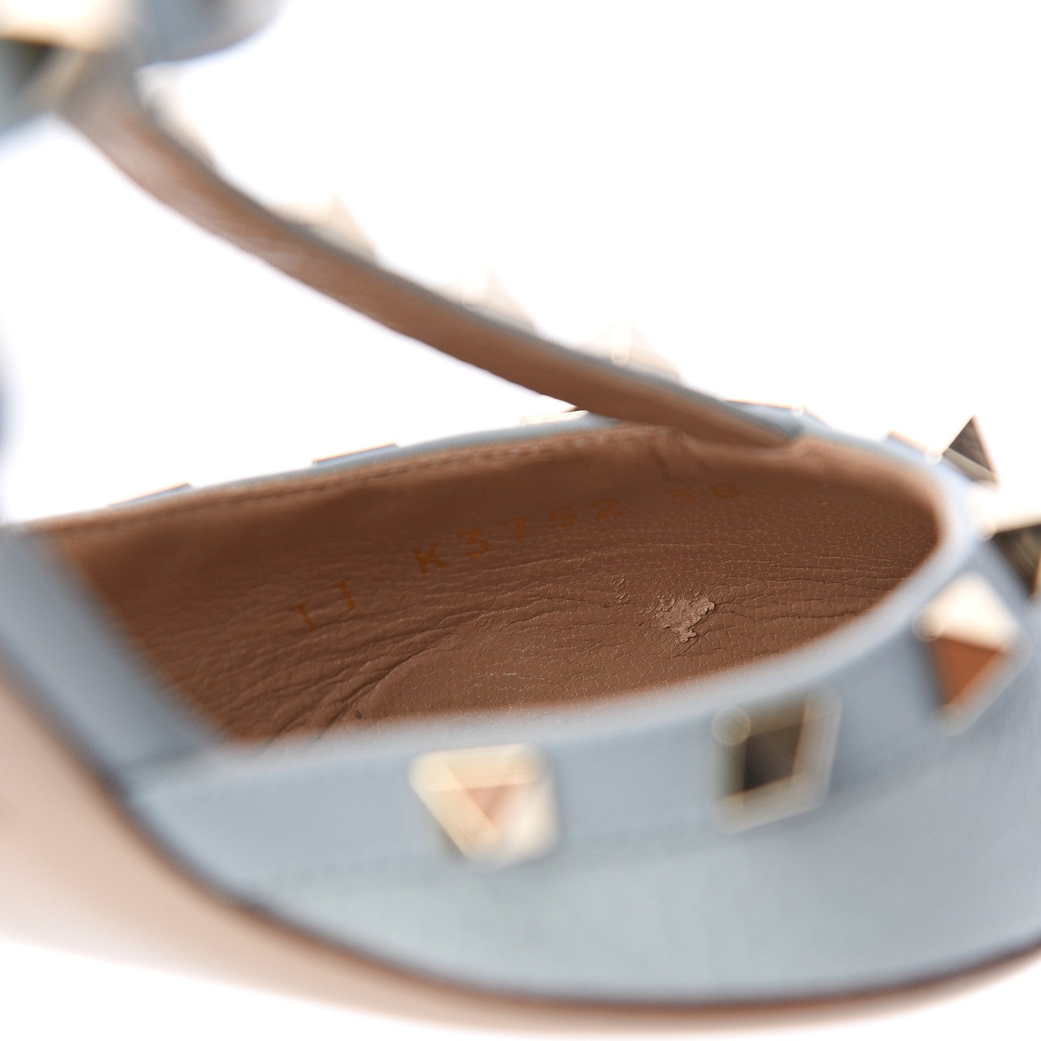 Valentino Garavani Pebbled Calfskin Rockstud Ankle Strap 65mm Pumps 38 Sky Sorbet 9 of 9