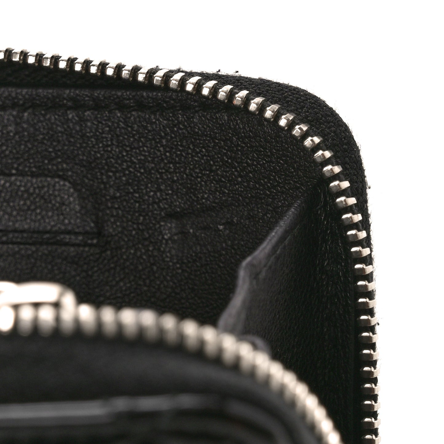 Patent Quilted Small Zip Around Wallet Black