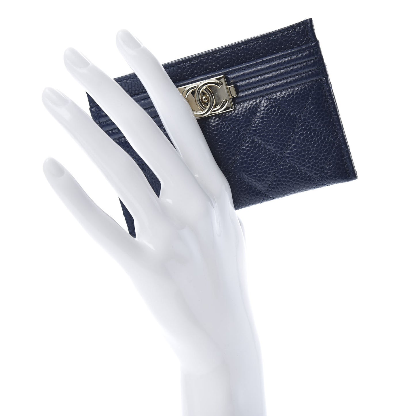 Caviar Quilted Boy Card Holder Blue