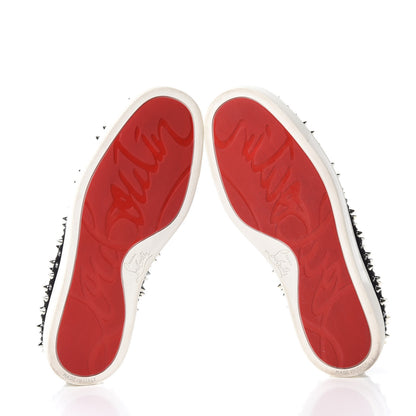 Christian Louboutin Veau Velours Studded Womens Slip On Sneakers 38 Black 5 of 9