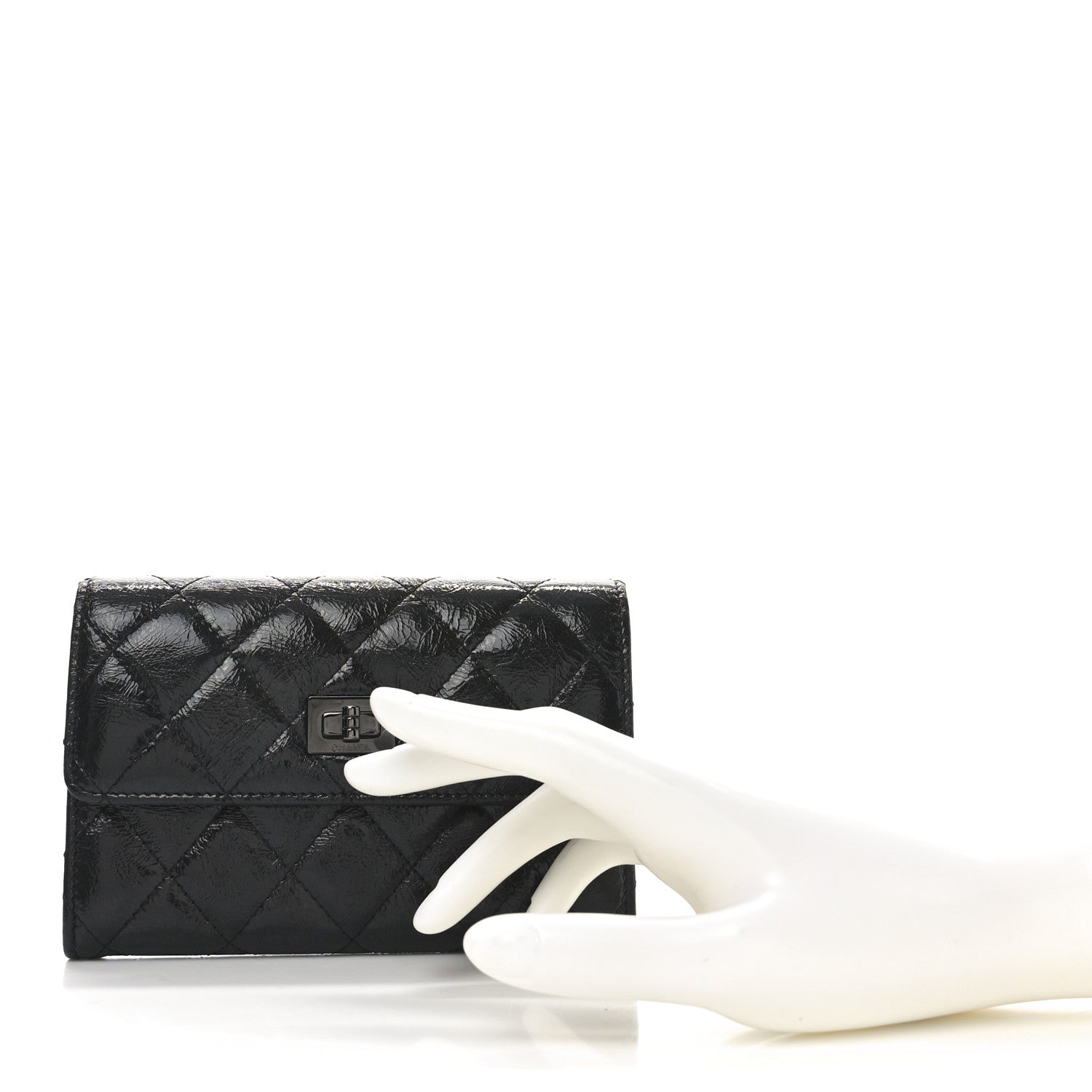 Chanel Shiny Calfskin Quilted Reissue Flap Card Holder Black 2 of 8