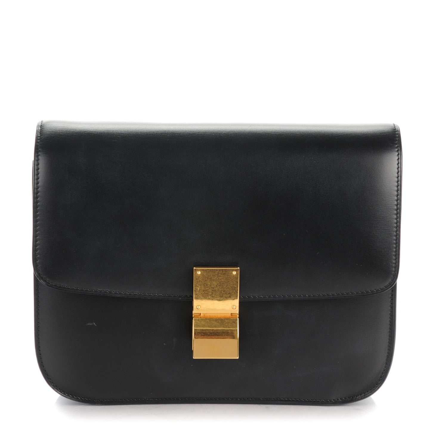 Box Calfskin Medium Classic Box Flap Bag Black