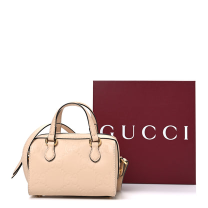 Gucci Gilbert Calfskin Jumbo GG Embossed Super Mini Top Handle Bowler Bag Beige 11 of 11