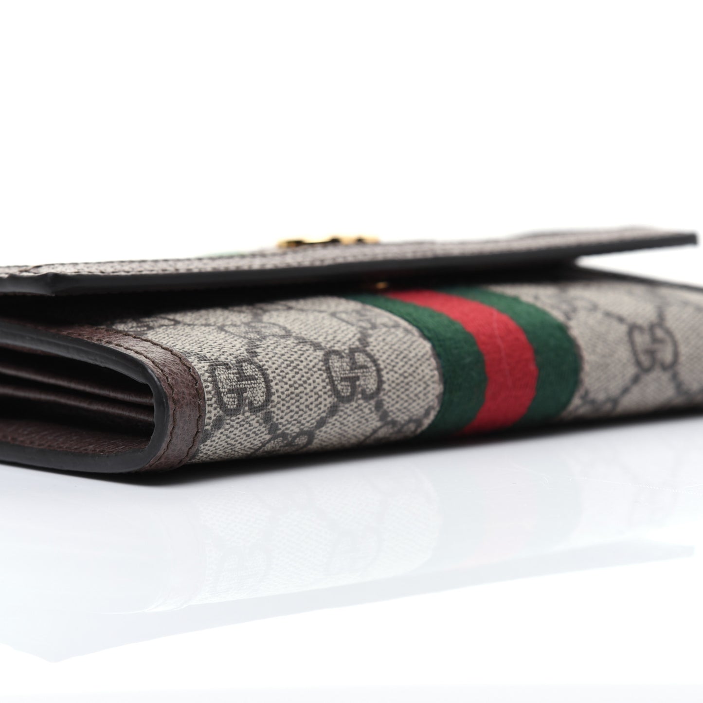 GG Supreme Monogram Web Ophidia Continental Wallet Brown