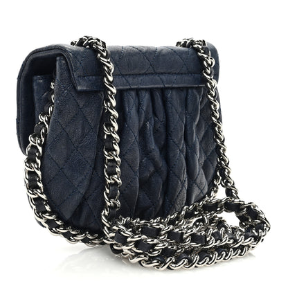 Chanel Washed Lambskin Mini Chain Around Messenger Navy Blue 3 of 9