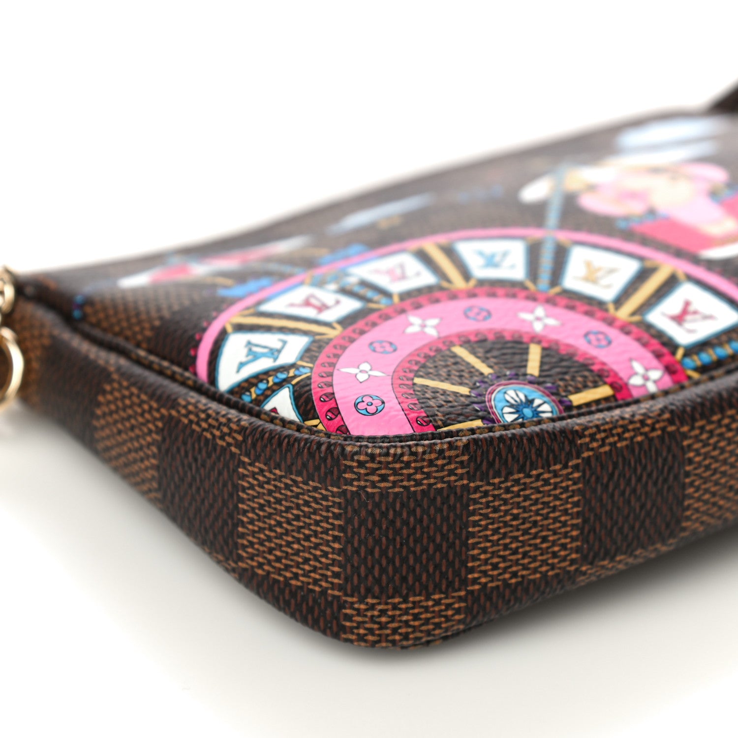 Louis Vuitton Damier Ebene 2020 Christmas Animation Big Wheel Mini Pochette Accessories Rose Ballerine 9 of 11