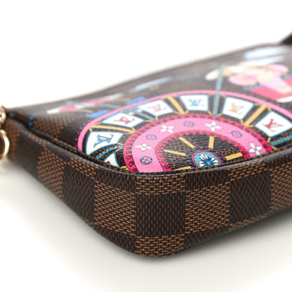 Louis Vuitton Damier Ebene 2020 Christmas Animation Big Wheel Mini Pochette Accessories Rose Ballerine 9 of 11