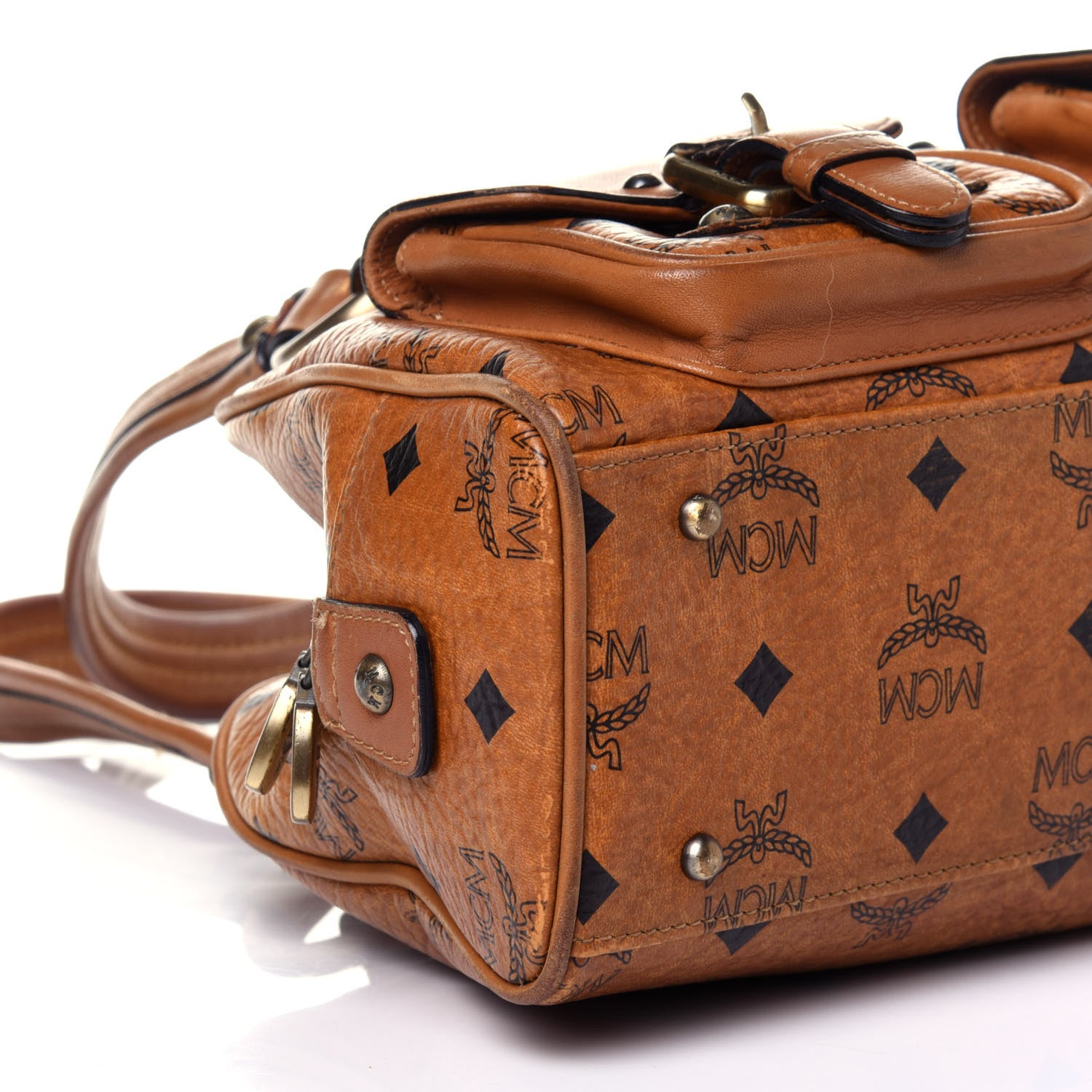 MCM Visetos Satchel Cognac 8 of 12