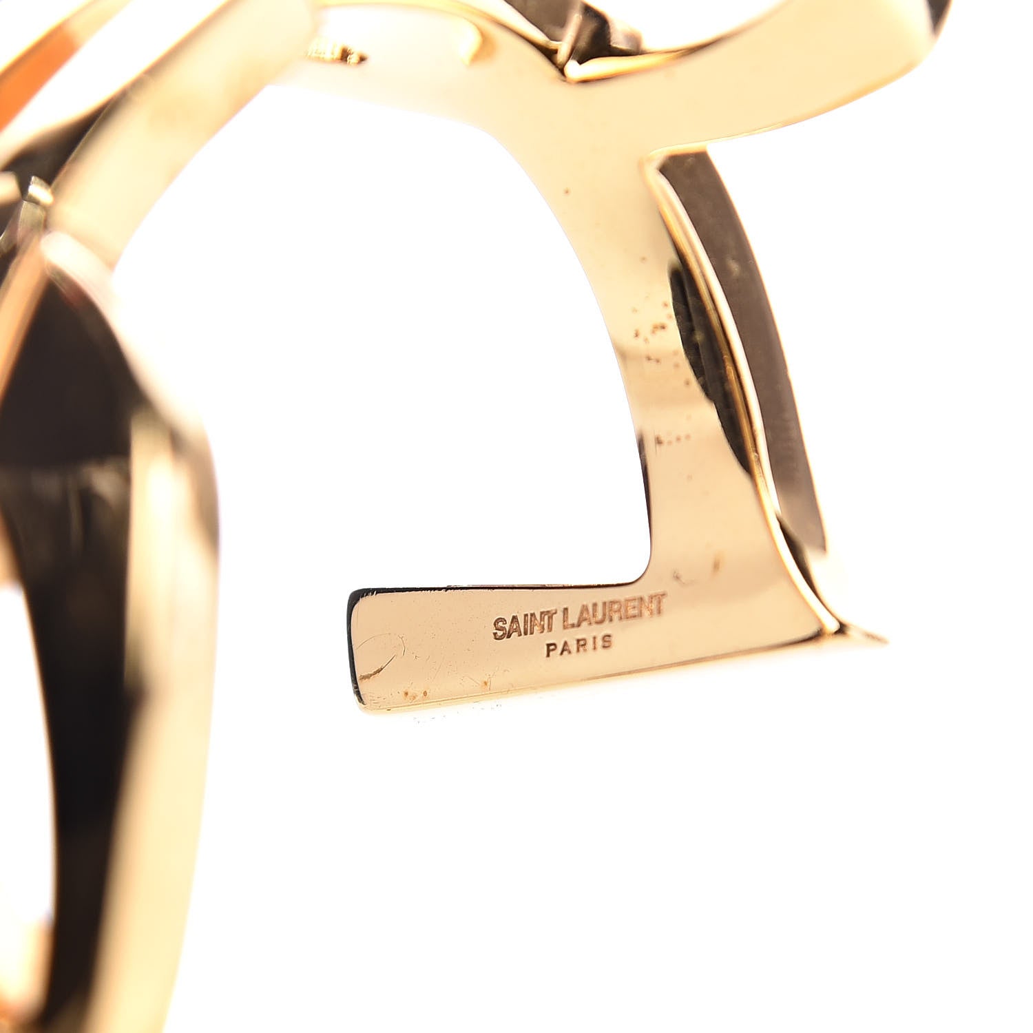 Saint Laurent Brass Monogram Medium Cuff Bracelet Gold 5 of 5