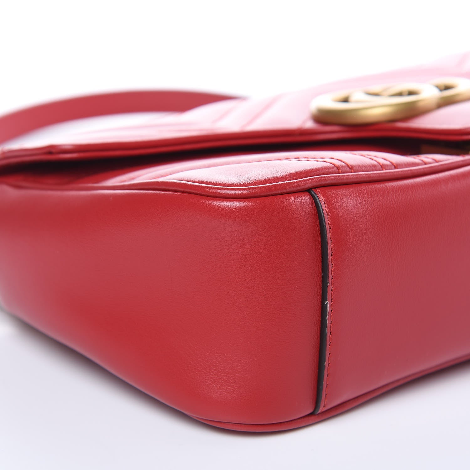 Gucci Calfskin Matelasse Small GG Marmont Shoulder Bag Hibiscus Red 9 of 11