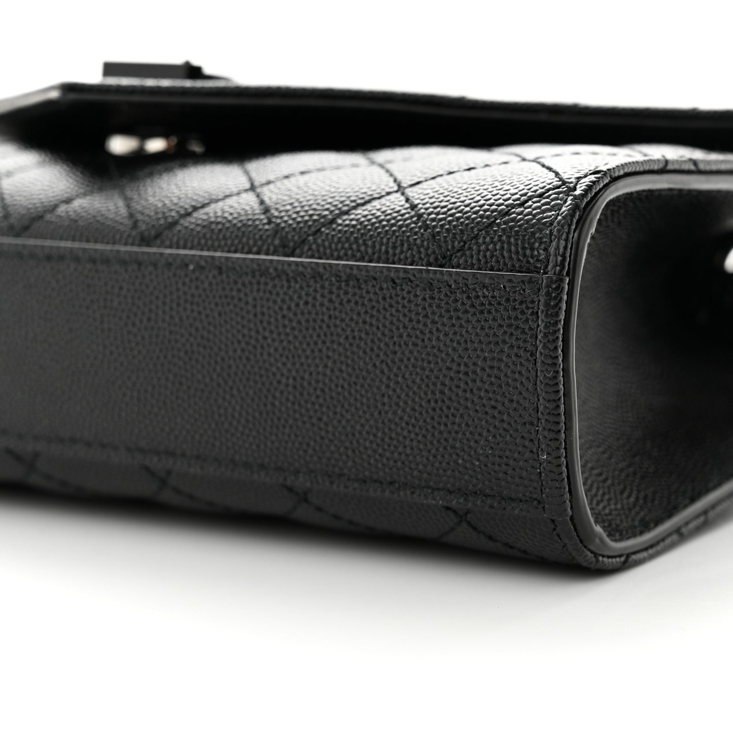 Grain De Poudre Textured Mixed Matelasse Triquilt Small Monogram Monochrome Satchel Black