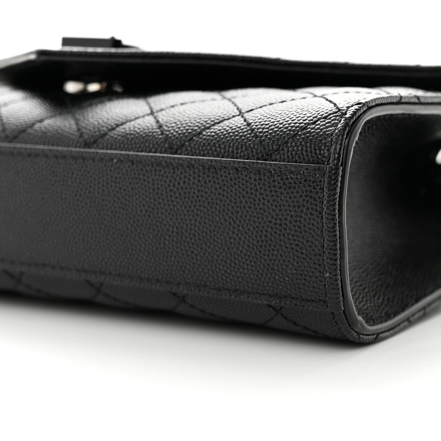 Saint Laurent Grain De Poudre Textured Mixed Matelasse Triquilt Small Monogram Monochrome Satchel Black 9 of 9