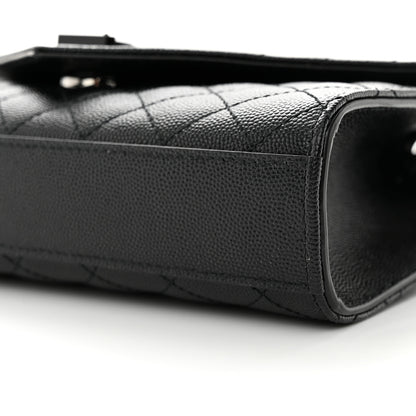 Saint Laurent Grain De Poudre Textured Mixed Matelasse Triquilt Small Monogram Monochrome Satchel Black 9 of 9