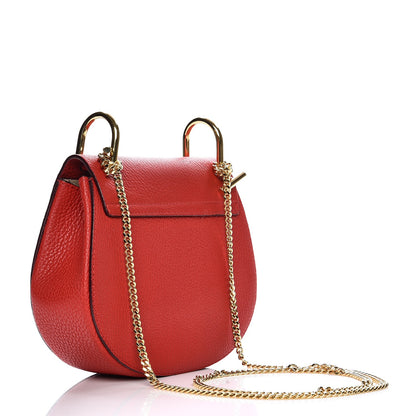 Chloe Grained Lambskin Mini Drew Shoulder Bag Plaid Red 3 of 7