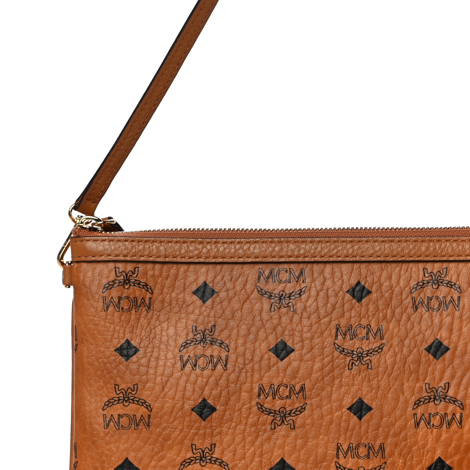 MCM Visetos Medium Stark Wristlet Pouch Cognac 7 of 9