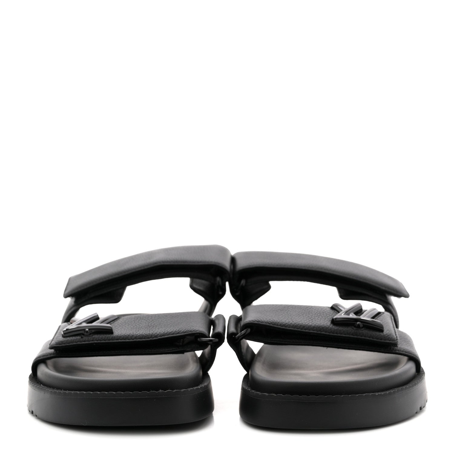 Louis Vuitton Grained Calfskin Sunset Comfort Flat Sandals 41 Black 3 of 9