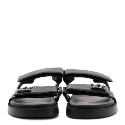 Louis Vuitton Grained Calfskin Sunset Comfort Flat Sandals 41 Black 3 of 9
