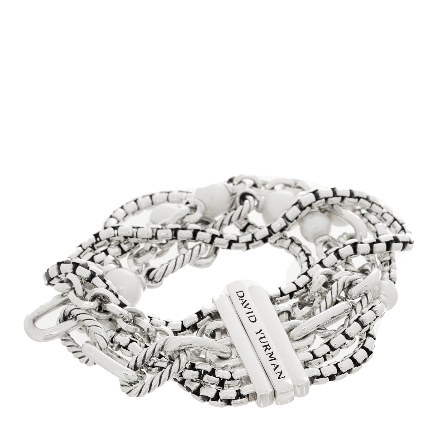 Sterling Silver Cultured Pearl Madison Multi Strand Bracelet