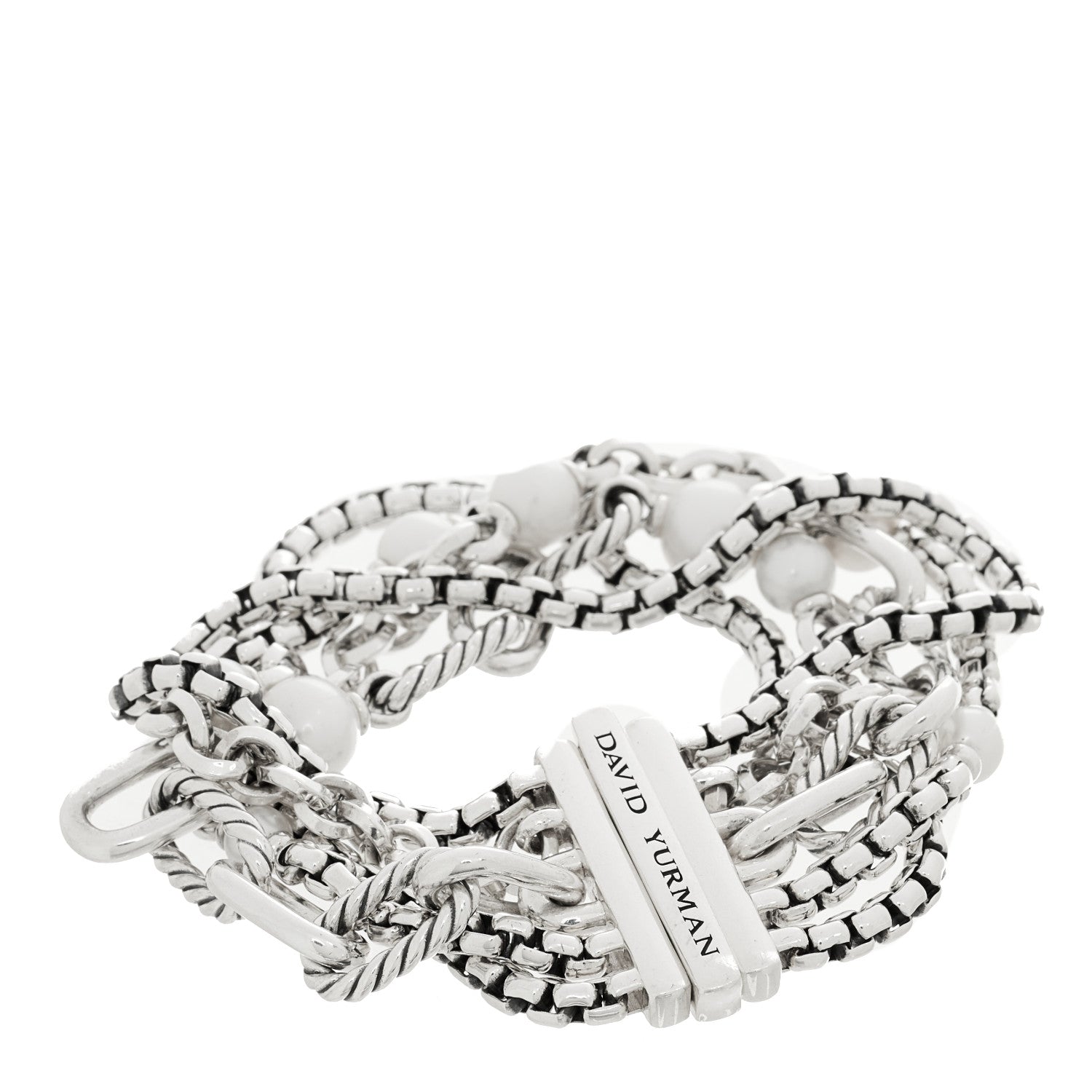 David Yurman Sterling Silver Cultured Pearl Madison Multi Strand Bracelet 2 of 3