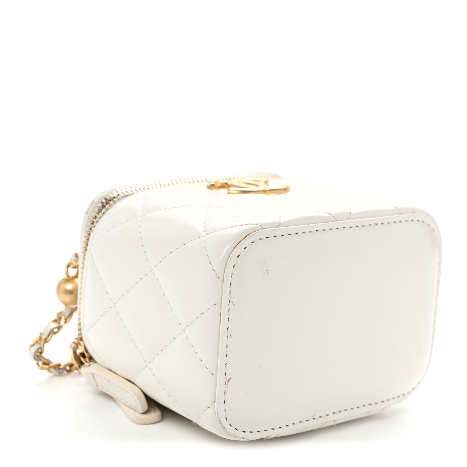 Chanel Calfskin Quilted Mini Perfect Fit Vanity Case With Chain White 4 of 10