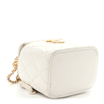Chanel Calfskin Quilted Mini Perfect Fit Vanity Case With Chain White 4 of 10