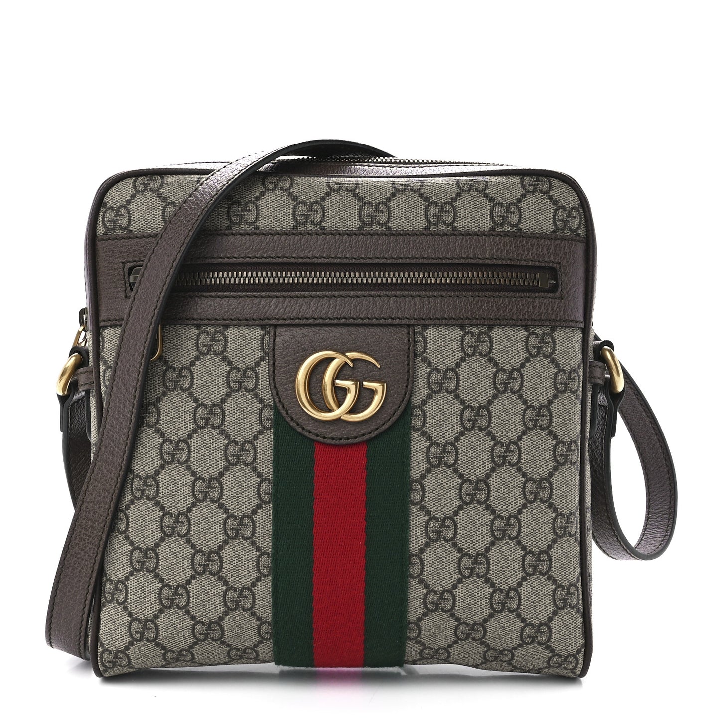 GG Supreme Monogram Web Small Ophidia Messenger Bag Brown