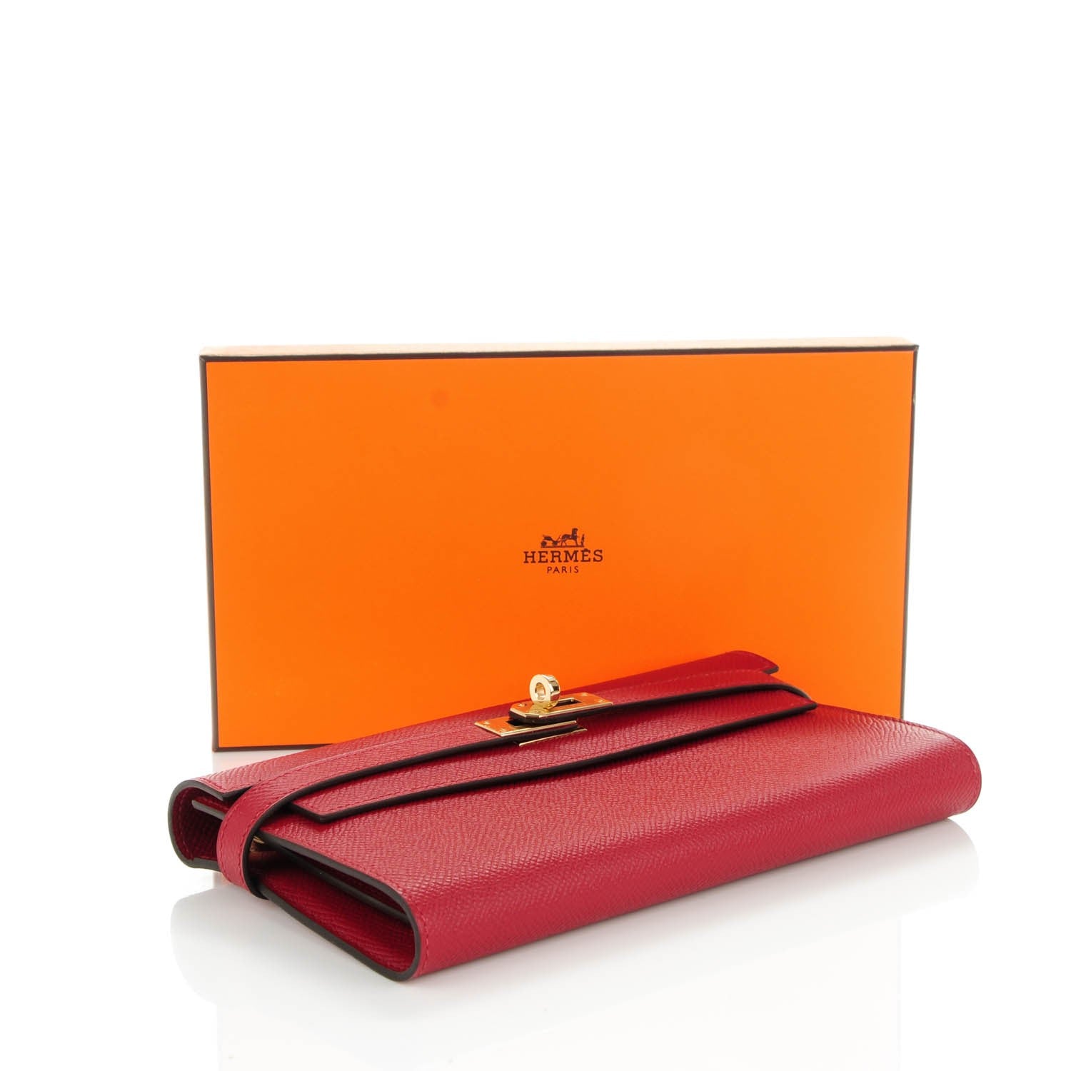 Hermes Epsom Kelly Longue Wallet Rouge Grenat 5 of 10