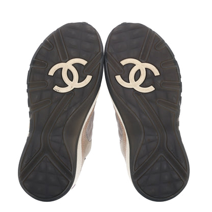 Chanel Mesh Suede Calfskin CC Sneakers 36 Light Beige Purple Beige 8 of 10