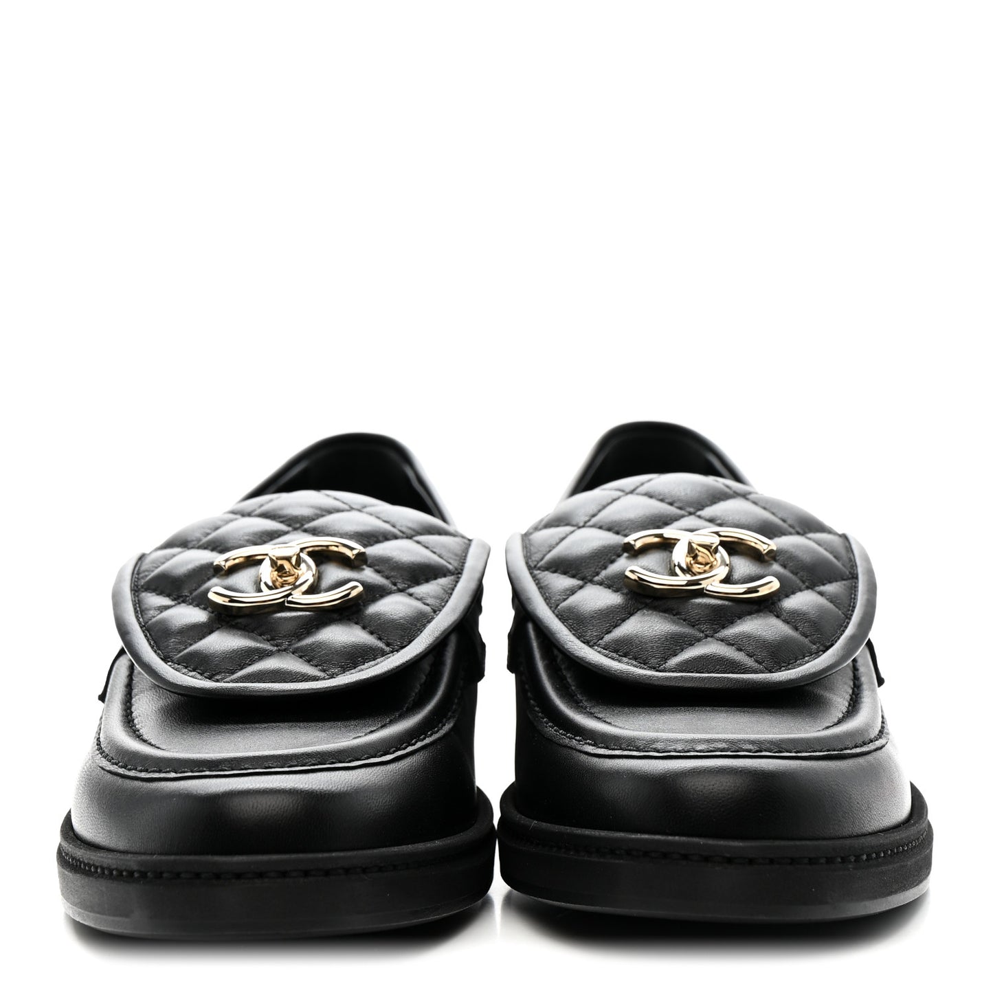 Lambskin Quilted CC Turnlock Loafers 40 Black