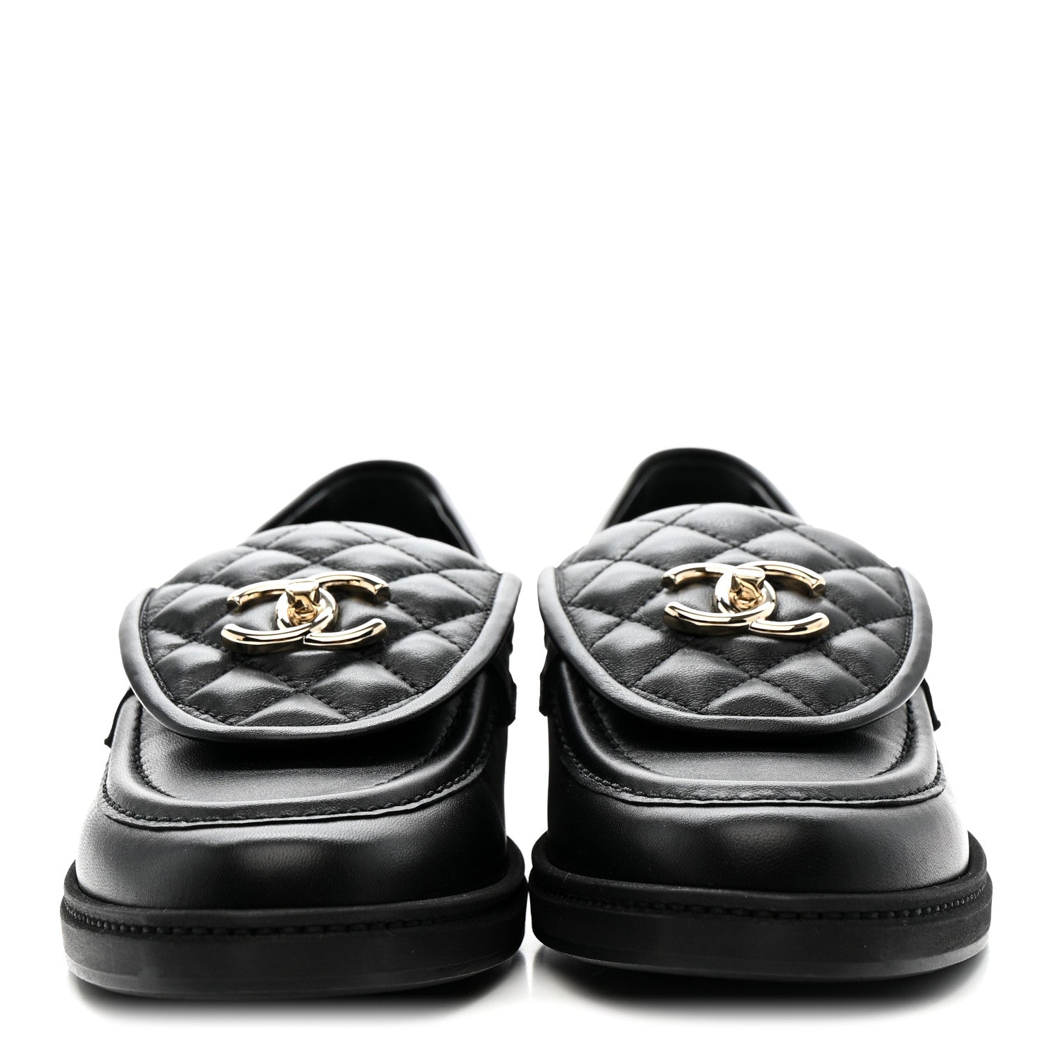 Chanel Lambskin Quilted CC Turnlock Loafers 40 Black 3 of 10