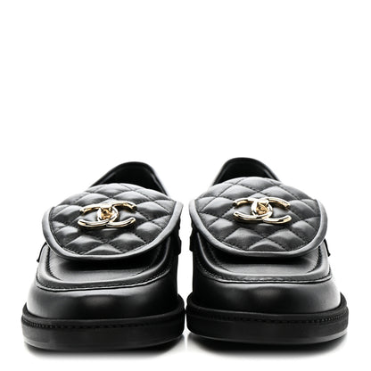 Chanel Lambskin Quilted CC Turnlock Loafers 40 Black 3 of 10
