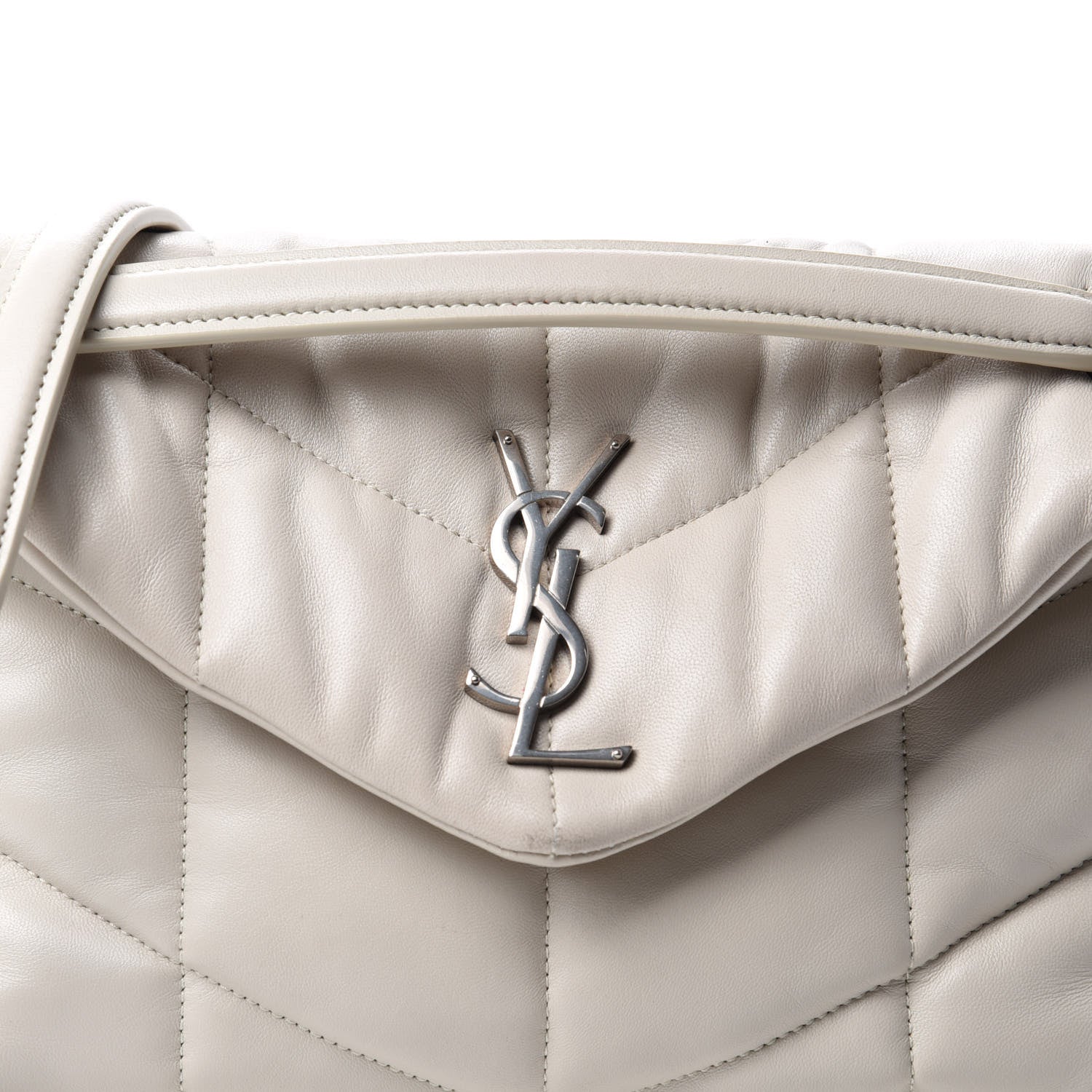 Saint Laurent Lambskin Quilted Small Loulou Puffer Monogram Chain Satchel Blanc Vintage 16 of 16