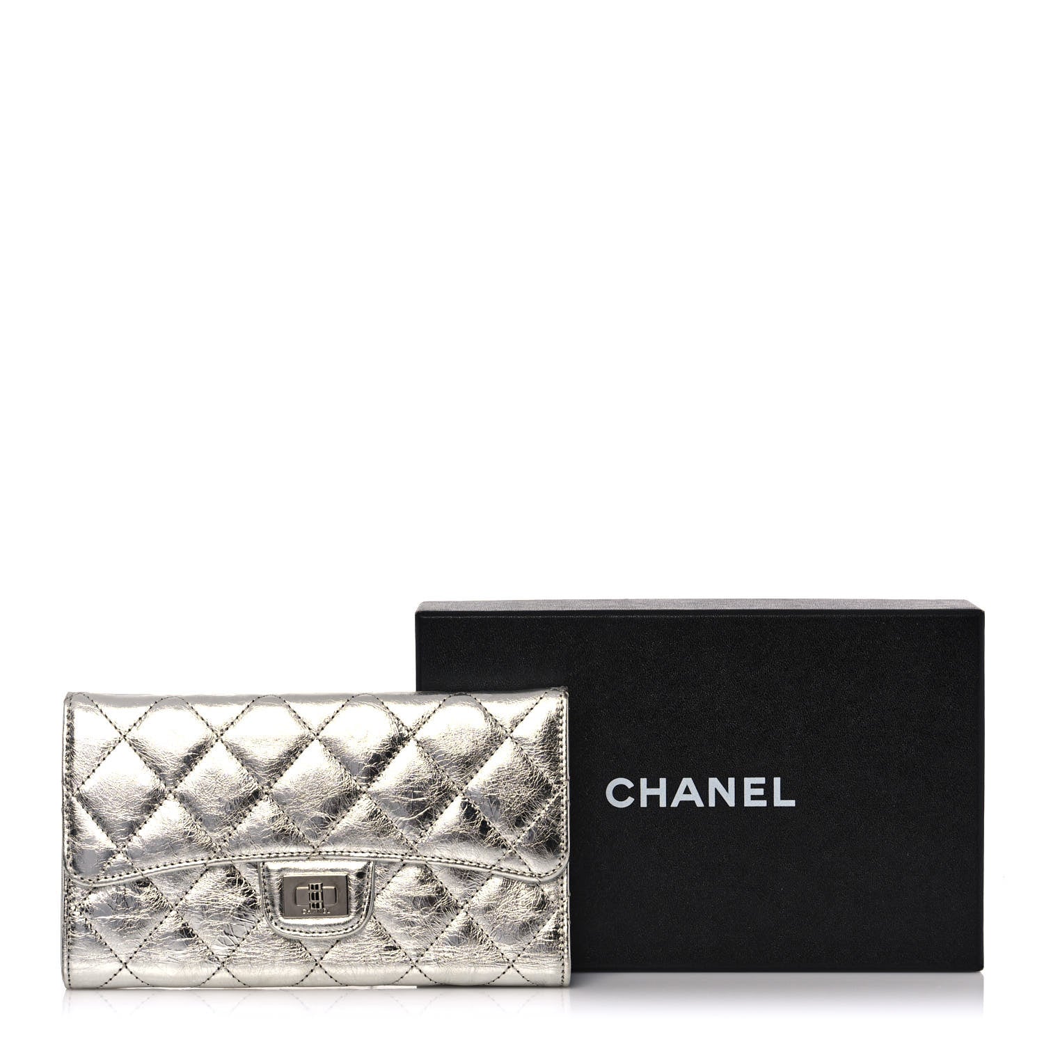 Chanel Metallic Aged Calfskin Quilted Reissue Long Flap Wallet Light Silver 11 of 11