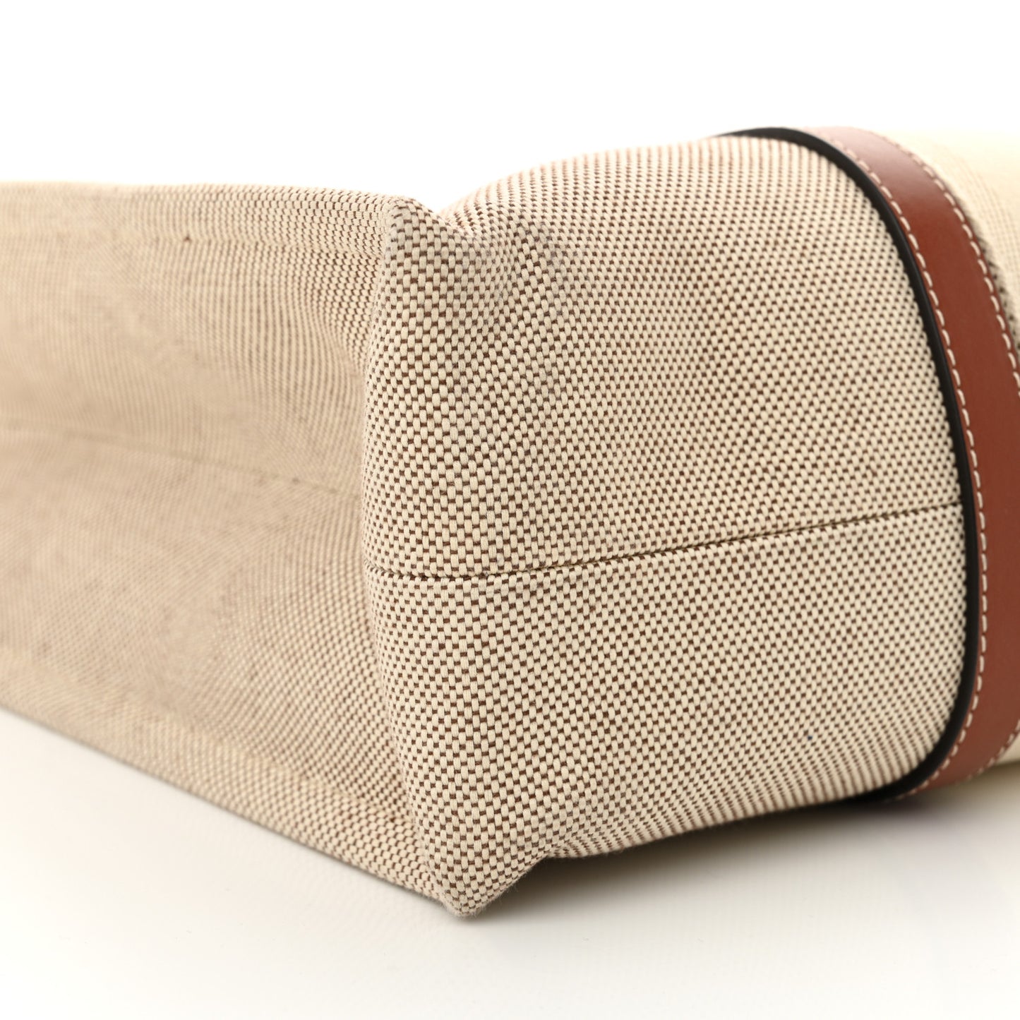 Cotton Calfskin Large Woody Ribbon Tote White Brown