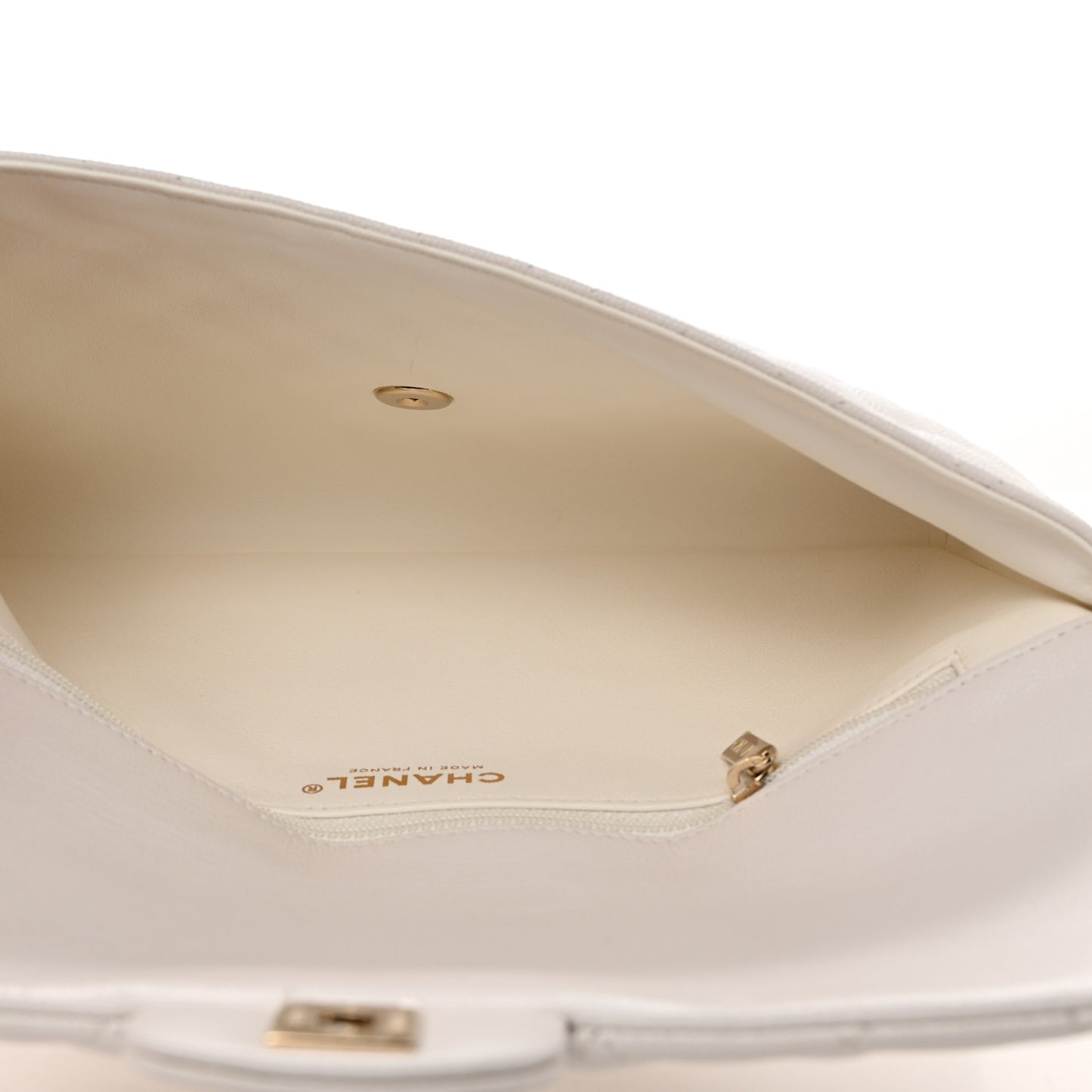 Caviar Quilted Flap Clutch White