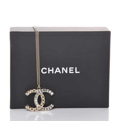 Chanel Baguette Crystal Quilted CC Pendant Necklace Gold 6 of 6