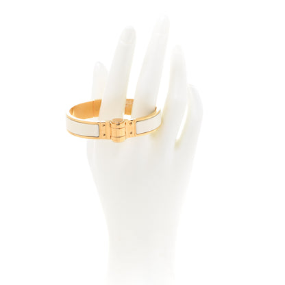 Hermes Enamel Charniere Uni Narrow Hinged Bracelet S Craie 2 of 6