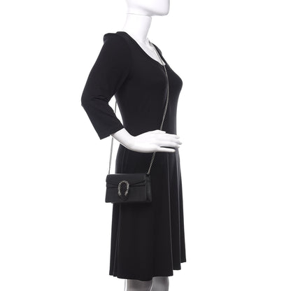 Gucci Calfskin Super Mini Dionysus Shoulder Bag Black 2 of 11