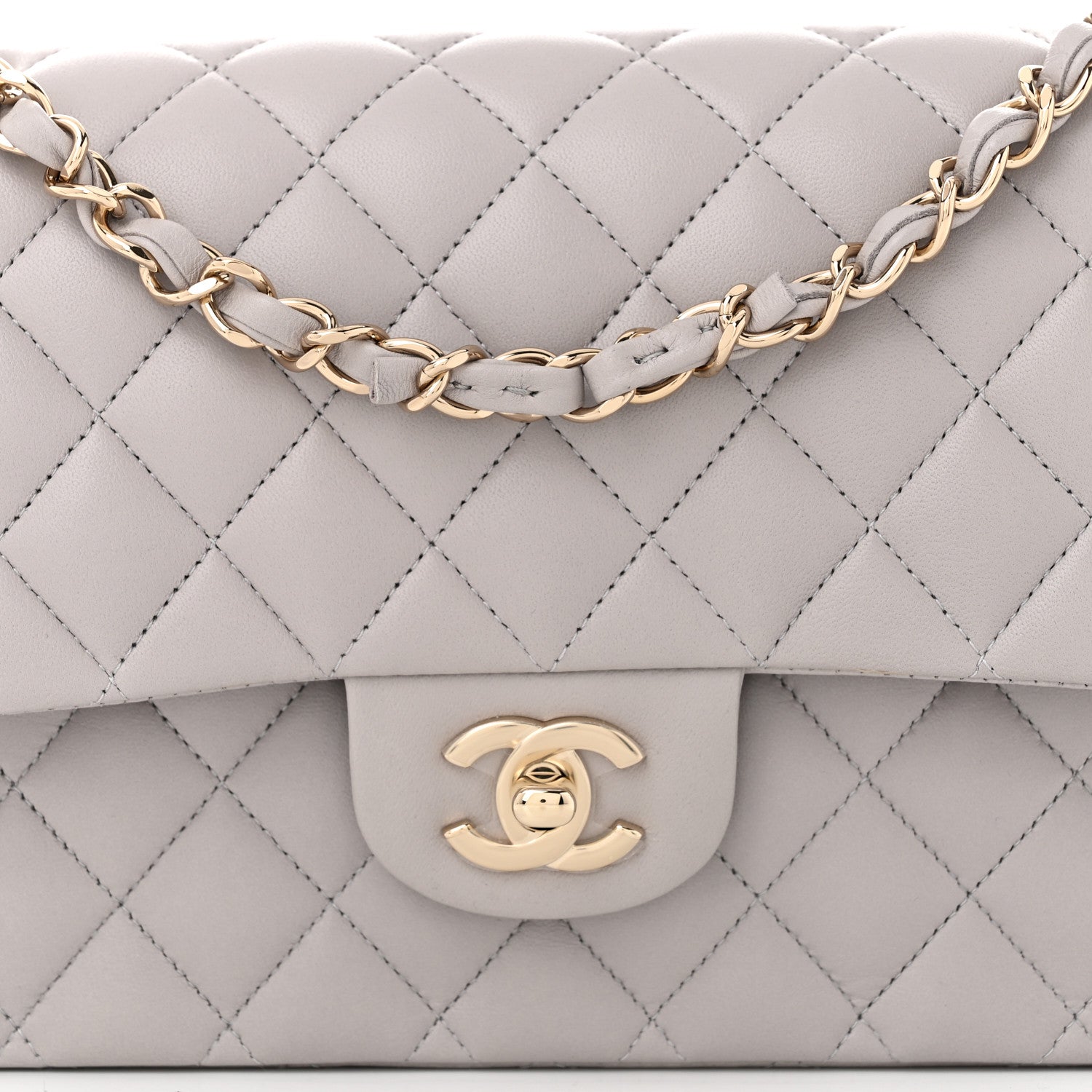 Chanel Lambskin Quilted Medium Double Flap Grey 8 of 11
